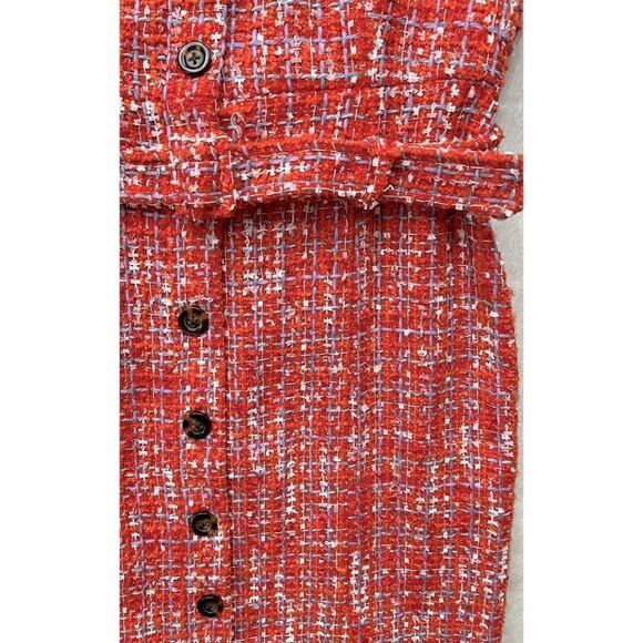 Ann Taylor Red Tweed Button-Front Sheath Dress - Picture 10 of 16